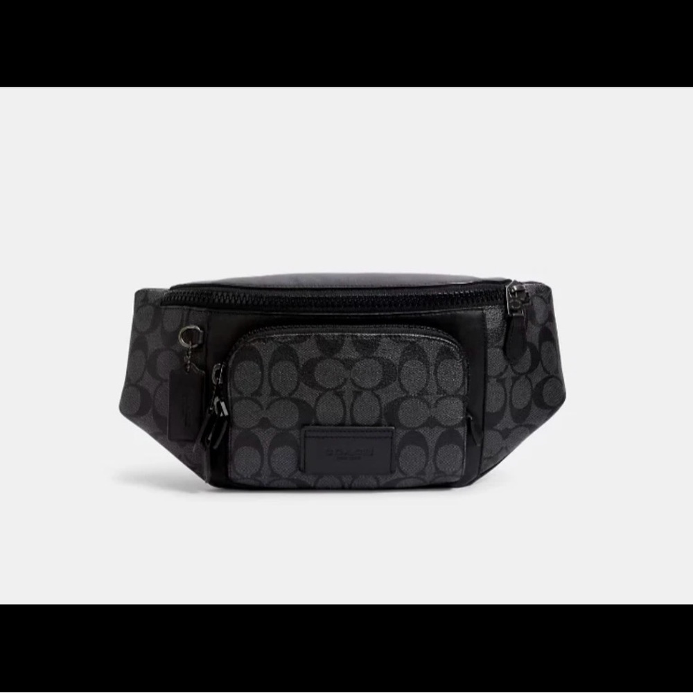 Coach Gray and Black Signature Belt Bag